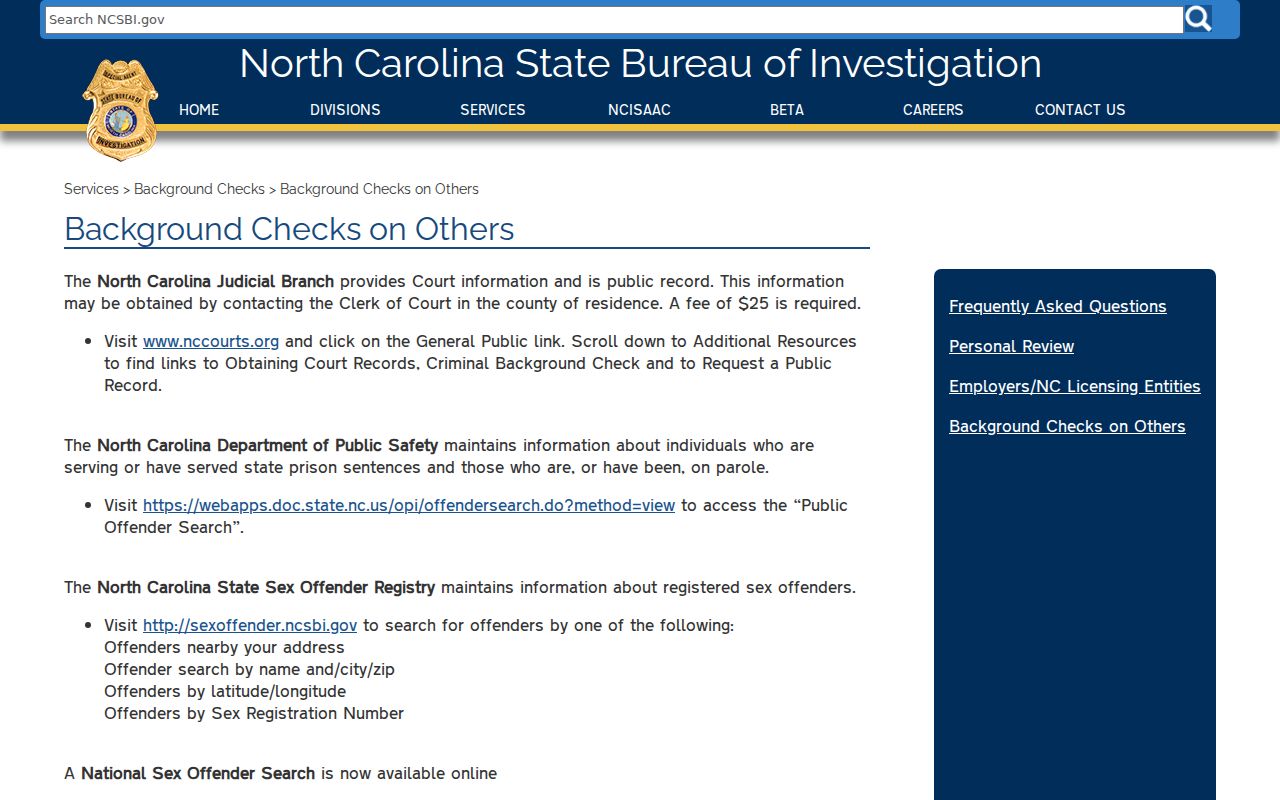 North Carolina SBI record channels for Avery County arrest history