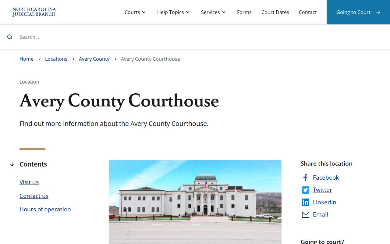 Avery County criminal history courthouse records page