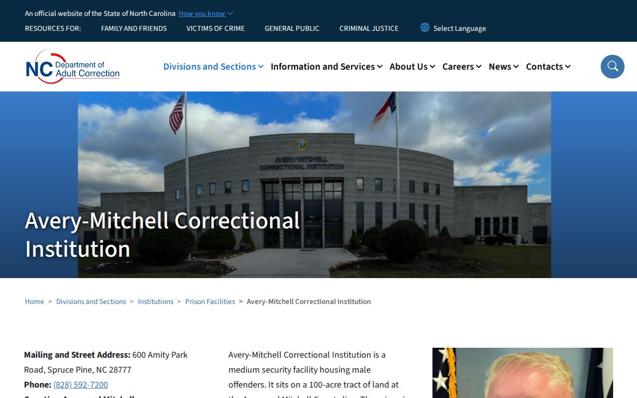 Avery County criminal records for Avery-Mitchell state prison