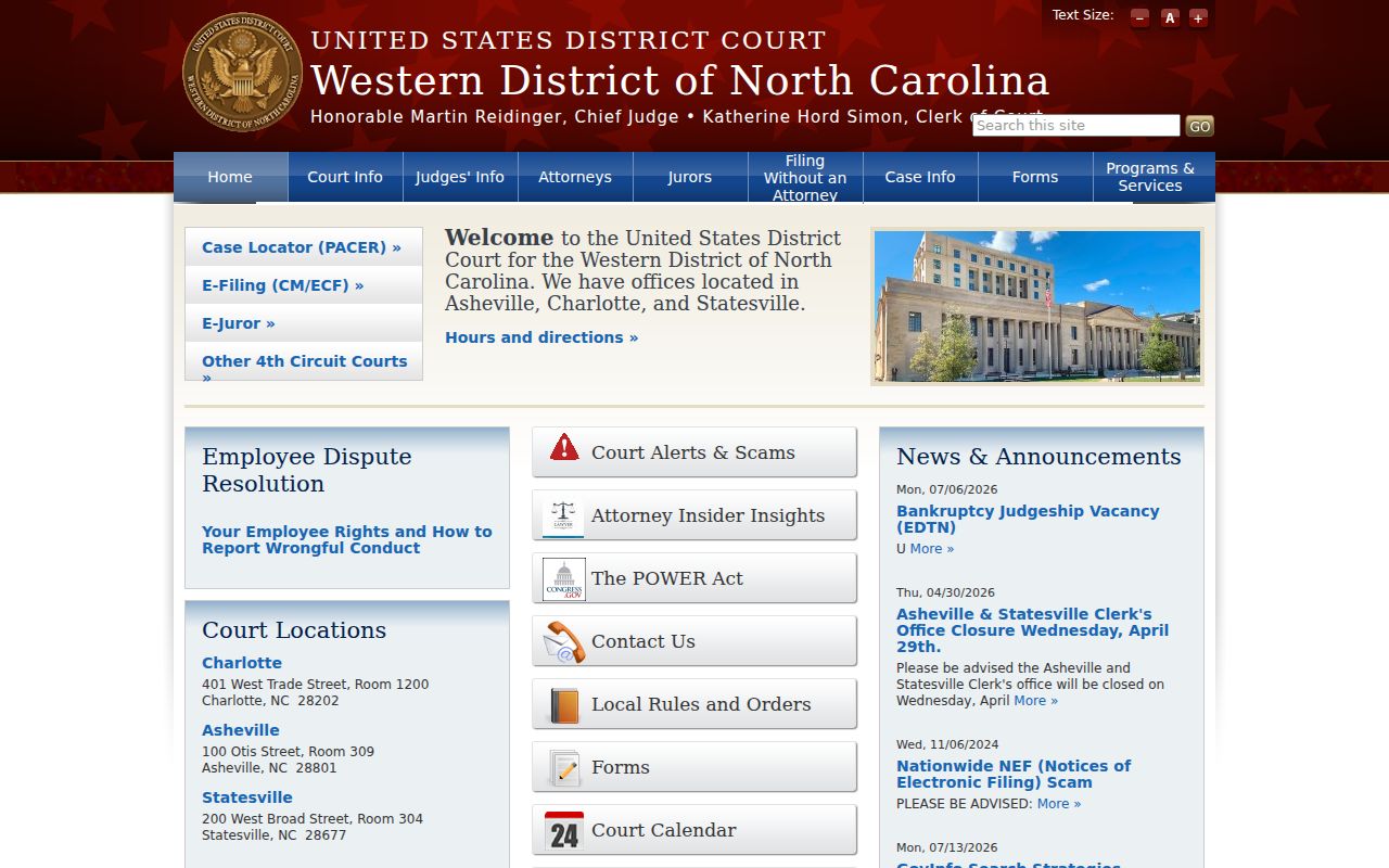 Avery County federal criminal records in the Western District of North Carolina