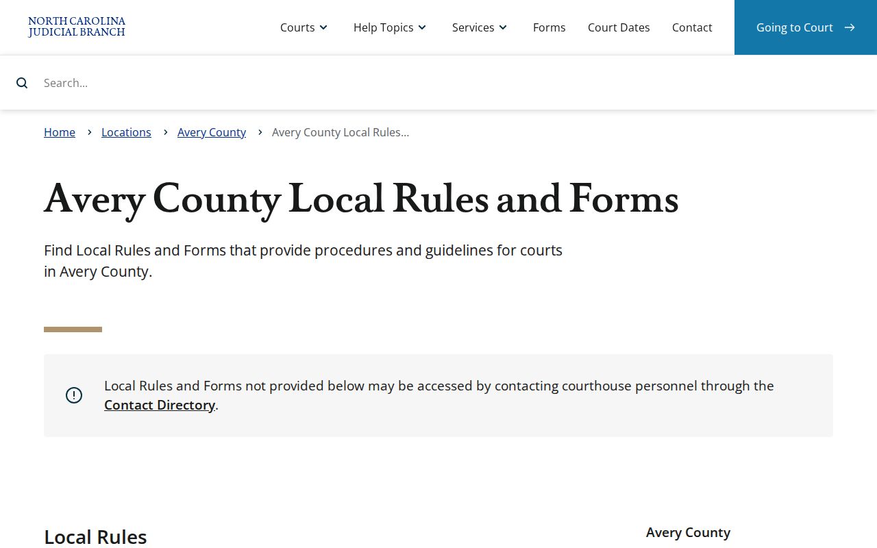 Avery County court case rules and District 35 forms