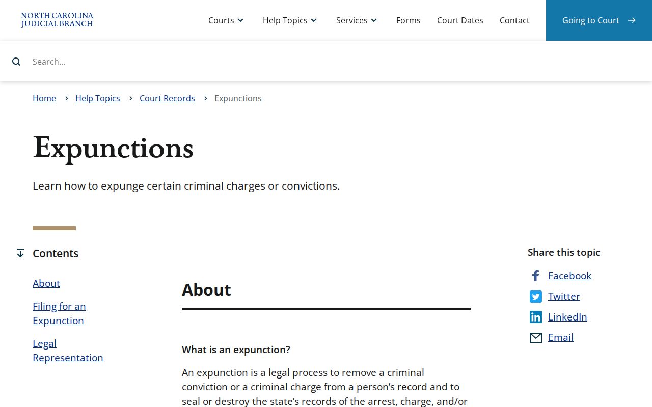 North Carolina expunction rules affecting Avery County court case access