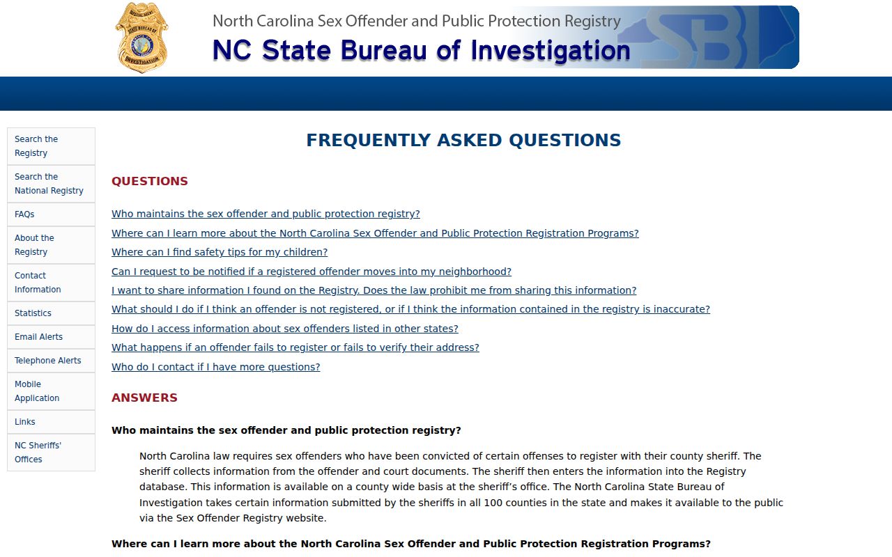 Avery County sex offender registry FAQ on accuracy and identity limits