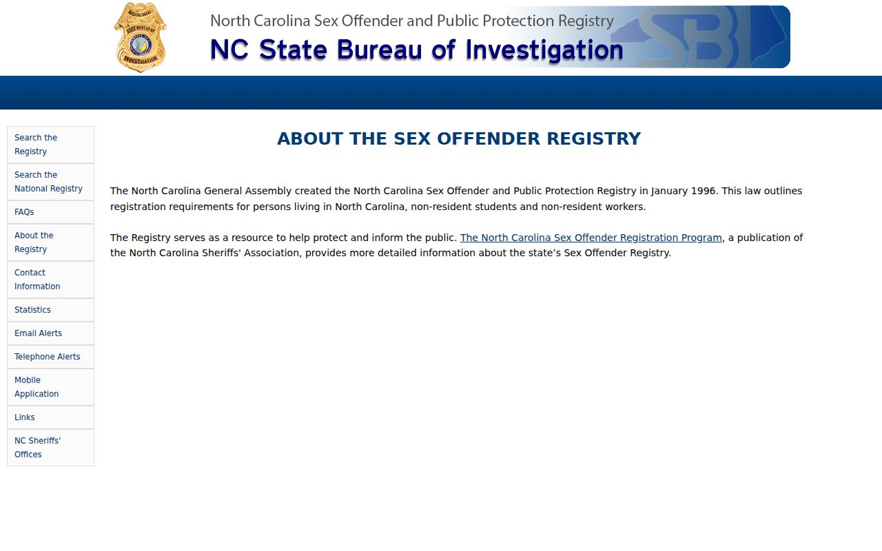 Avery County sex offender lookup program overview from North Carolina SBI