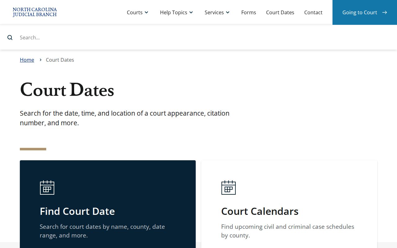 North Carolina court dates search for Newland criminal cases