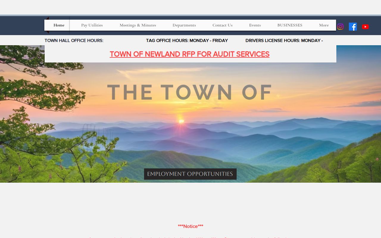 Town of Newland official website for local criminal records contacts